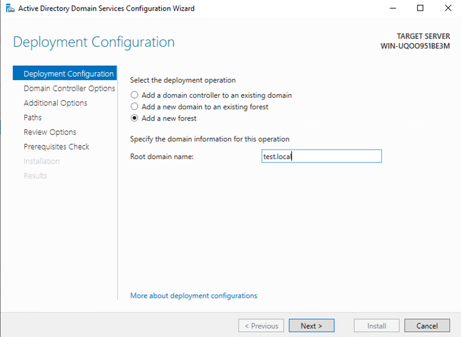 Promote this server to a domain controller